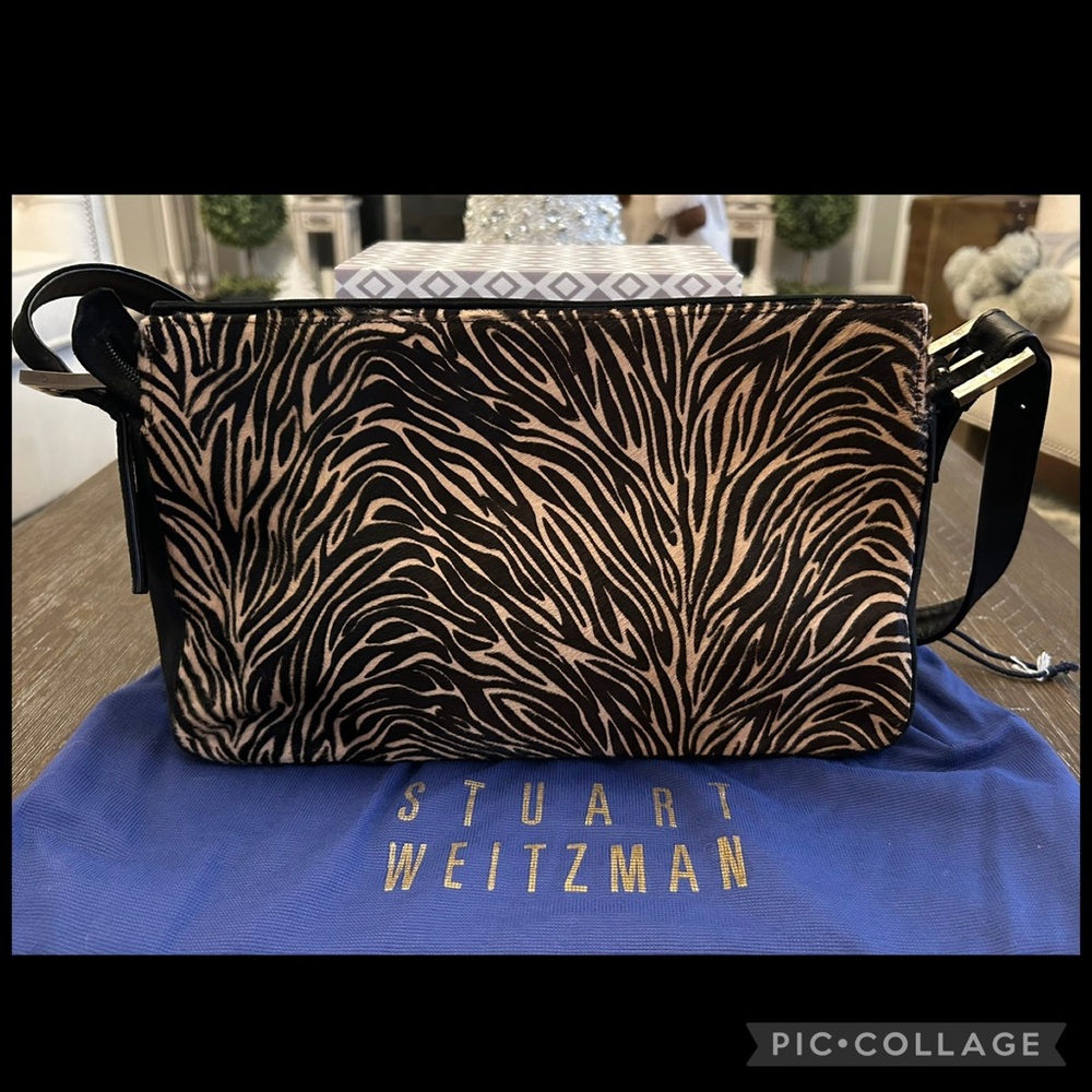 Stuart Weitzman Vintage Zebra Pattern Shoulder Ba… - image 2